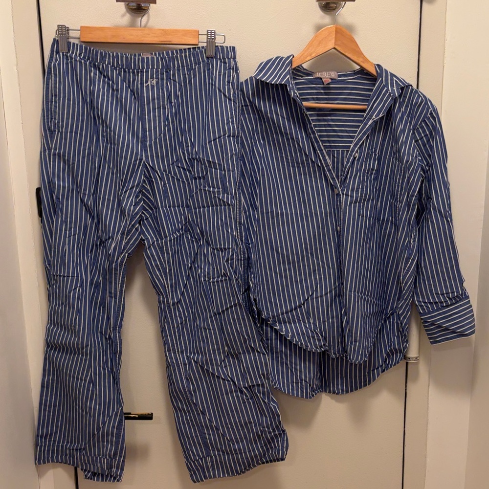 J. Crew Navy and White Striped Pajama Set
